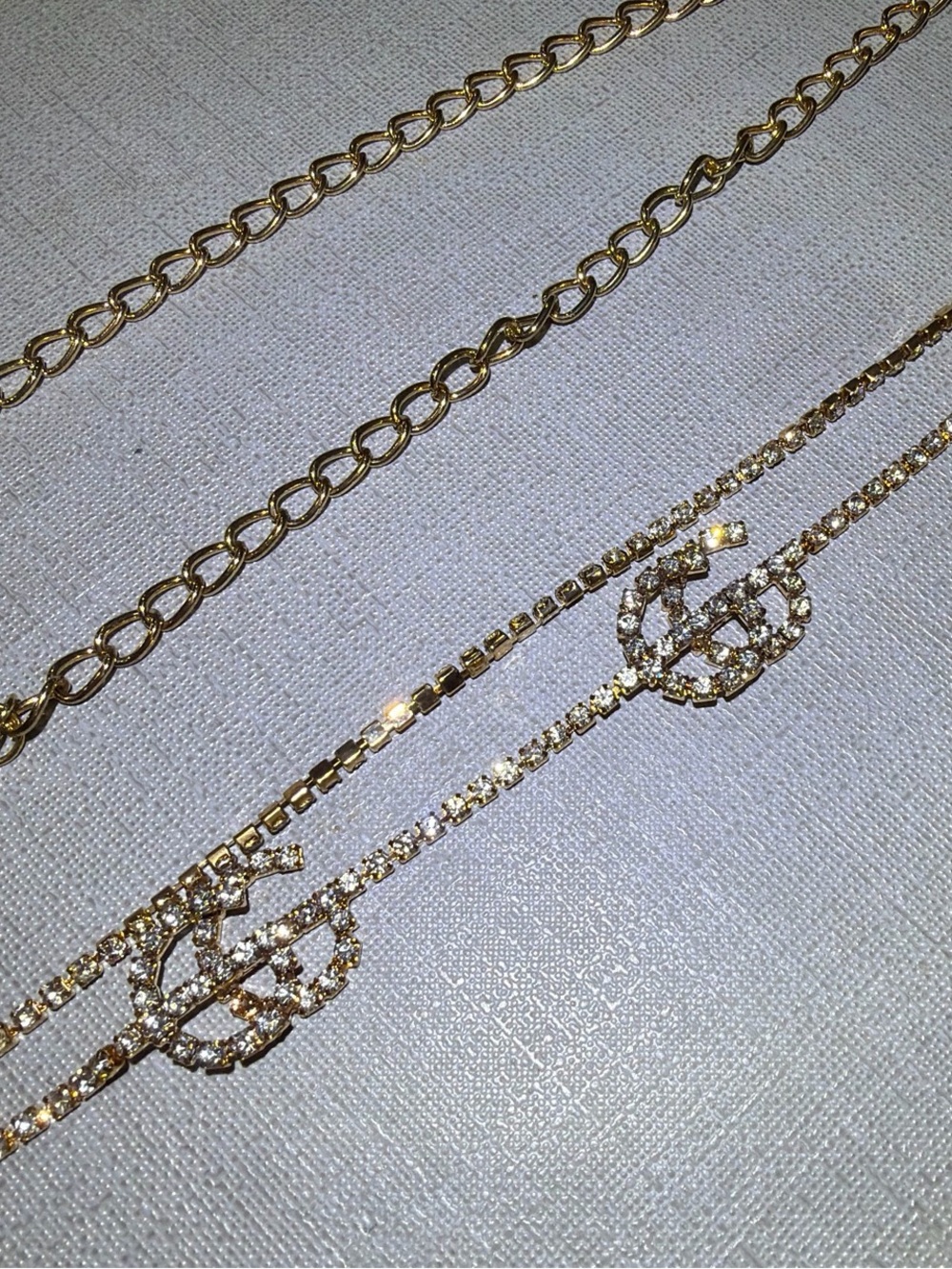 Gold Crystal Triple  Rhinestone Chain Belt - Women Belt NWT